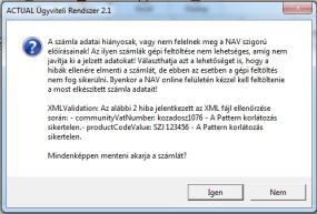 Hibás adatok üzenet